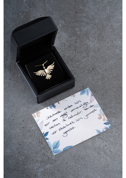 925 Ayar Gümüş Işıklı Kutuda Anka Kuşu Kolye