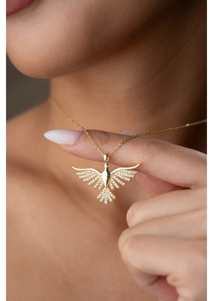 925 Ayar Gümüş Işıklı Kutuda Anka Kuşu Kolye modelleri