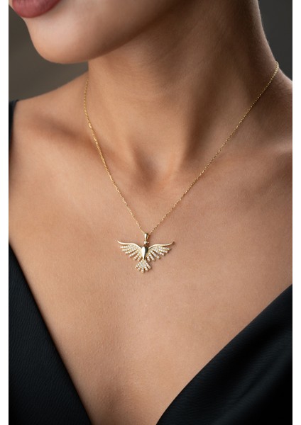 925 Ayar Gümüş Işıklı Kutuda Anka Kuşu Kolye fırsatları