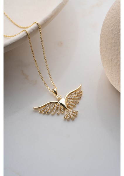 925 Ayar Gümüş Işıklı Kutuda Anka Kuşu Kolye