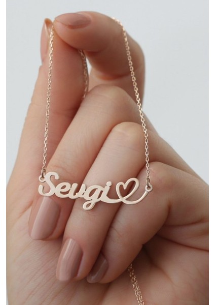 925 Ayar Gümüş Kişiye Özel Isimli Kalpli Kolye modelleri