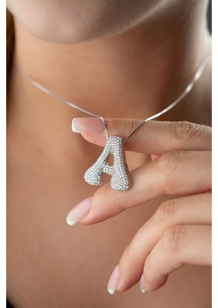 925 Ayar Gümüş Kişiye Özel Balon Harf Kolye modelleri