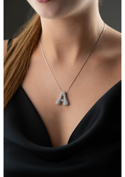 925 Ayar Gümüş Kişiye Özel Balon Harf Kolye