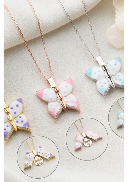 925 Ayar Gümüş Açılabilen Kelebek Kolye modelleri