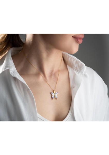 925 Ayar Gümüş Açılabilen Kelebek Kolye