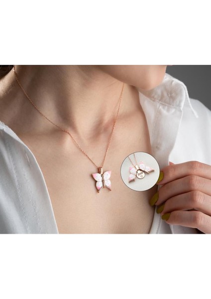 925 Ayar Gümüş Açılabilen Kelebek Kolye