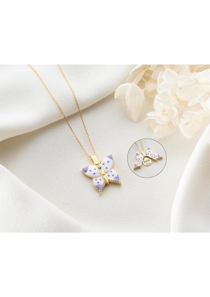 925 Ayar Gümüş Açılabilen Kelebek Kolye