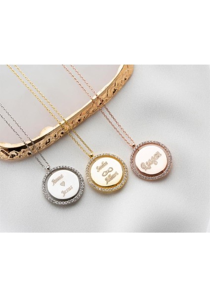 925 Ayar Gümüş Isimli Nazarlı Çift Taraflı Kolye fırsatları