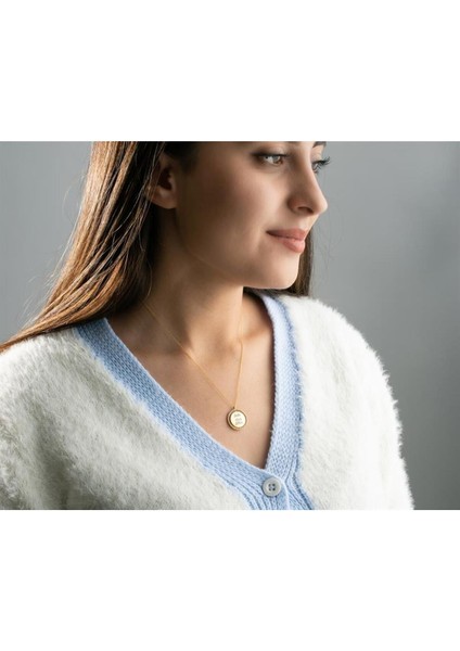 925 Ayar Gümüş Isimli Nazarlı Çift Taraflı Kolye indirimleri