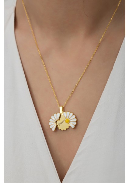 925 Ayar Gümüş Isimli Açılan Papatya Kolye fiyatları