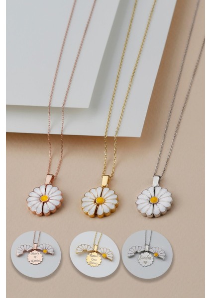 925 Ayar Gümüş Isimli Açılan Papatya Kolye modelleri