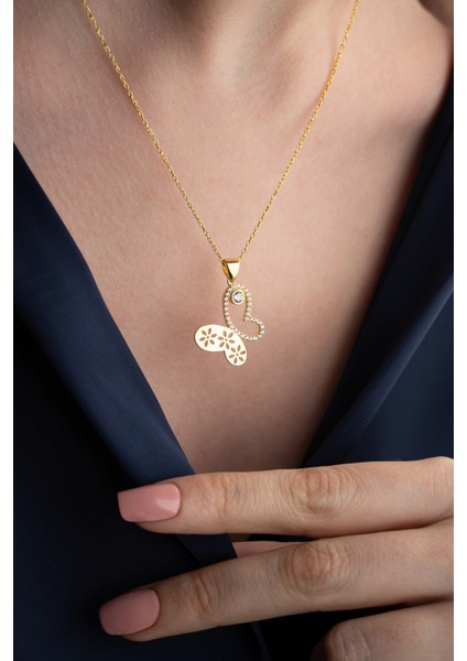 925 Ayar Gümüş Işıklı Kutuda Kelebek Kolye modelleri