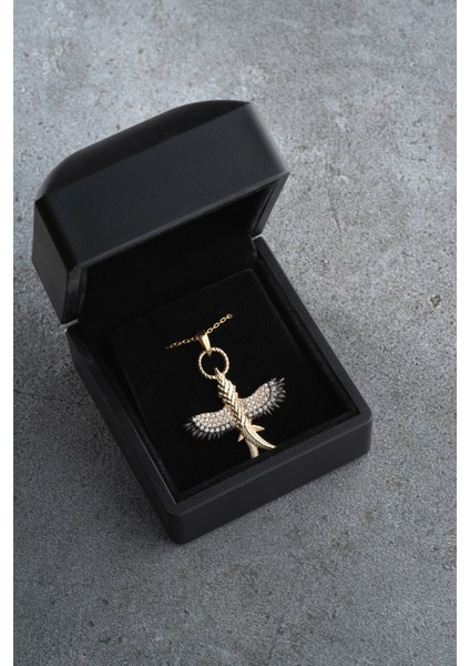 925 Ayar Gümüş Işıklı Kutuda Anka Kuşu Kolye