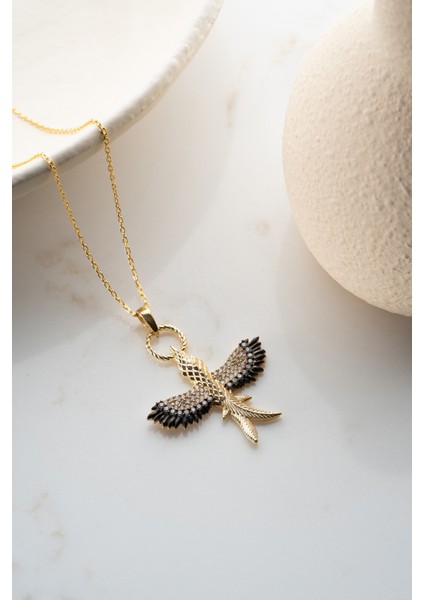 925 Ayar Gümüş Işıklı Kutuda Anka Kuşu Kolye