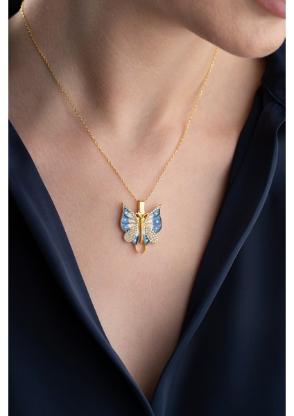 925 Ayar Gümüş Işıklı Kutuda Isim Yazılabilen Kelebek Kolye fırsatları