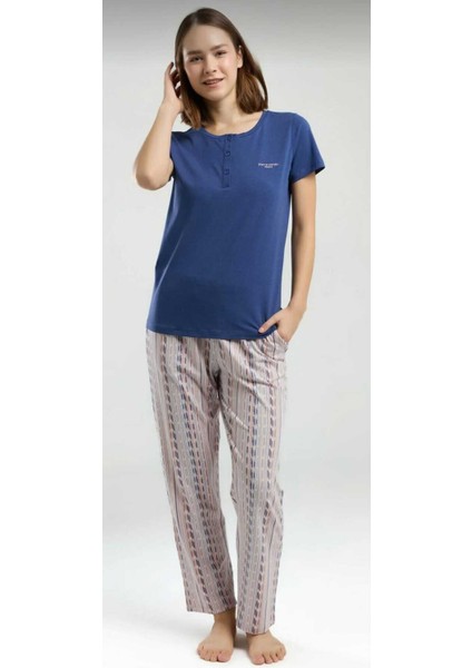 Kadın Kısa Kol Cepli Pijama Takım -8956