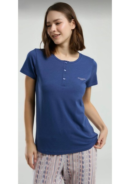 Kadın Kısa Kol Cepli Pijama Takım -8956 fırsatları