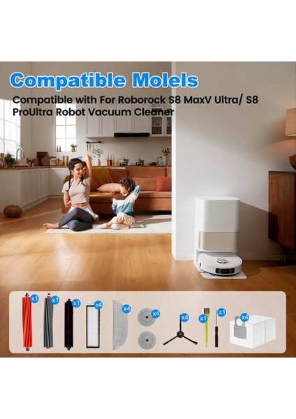 Roborock S8 Maxv Ultra Robot Vakum Süpürücü Ana Yan Fırçalar Hepa Filtreler Mop Bez Toz Torbaları Yedek Parçalar (Yurt Dışından) fiyatları