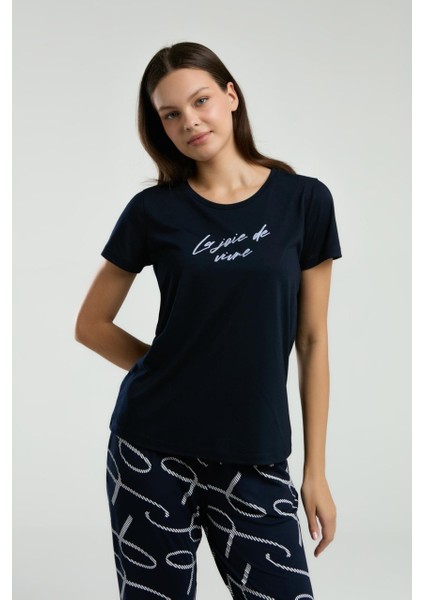 Kadın Lacivert Kısa Kol Pijama Takım -3232 fiyatları