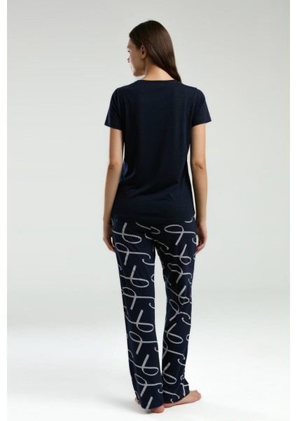 Kadın Lacivert Kısa Kol Pijama Takım -3232 indirimleri