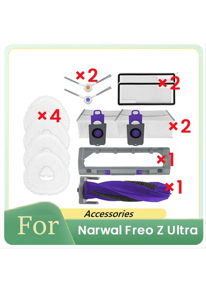 Narwal Freo Z Ultra Sweeper Aksesuarları Için 12 Pcs Ana Yan Fırça Filtre Raç Toz Çanta (Yurt Dışından) fiyatları