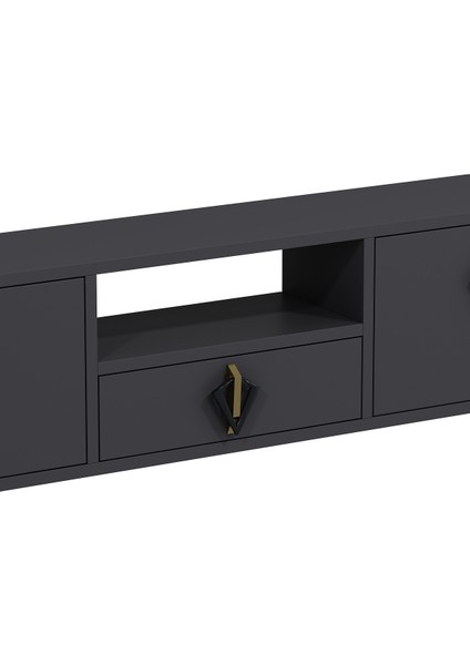 1314DROPCT-32 Duvara Montaj Tv Sehpası Antrasit-Altın