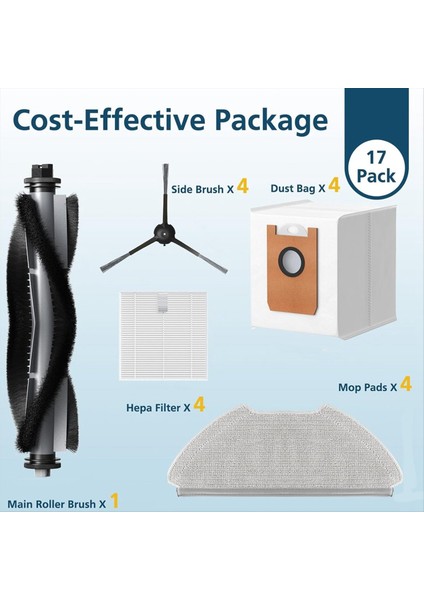 Airrobo T20+ Robotik Vakum Süpürge Ana Yan Fırça Hepa Filtre Mop Padleri Toz Çanta Yedek Parçaları (Yurt Dışından) modelleri