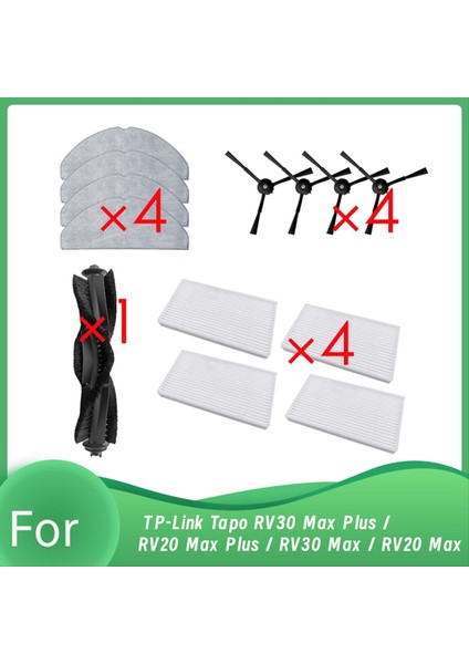 RV20 Max Plus / Tp-Link Tapo RV30 Max Plus / RV30 Max / RV20 Max Robot Süpürge Ana Yan Fırça Paspas Filtresi (Yurt Dışından)