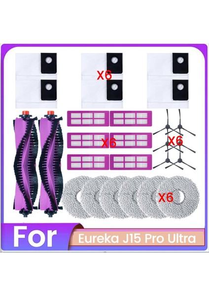 Eureka J15 Pro Ultra Vakum Yedek Parçaları Için 26 Adet Ana Yan Fırça Hepa Filtre Paspas Bezi Toz Torbası (Yurt Dışından)