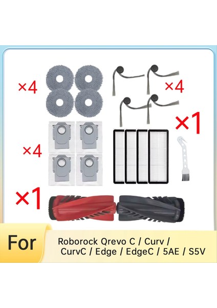 Roborock Qrevo C / Curv / Curvc / Edge / Edgec / 5AE / S5V Süpürme Ana Yan Fırça Paspas Filtre Toz Torbaları Için 18 Adet (Yurt Dışından) fiyatları