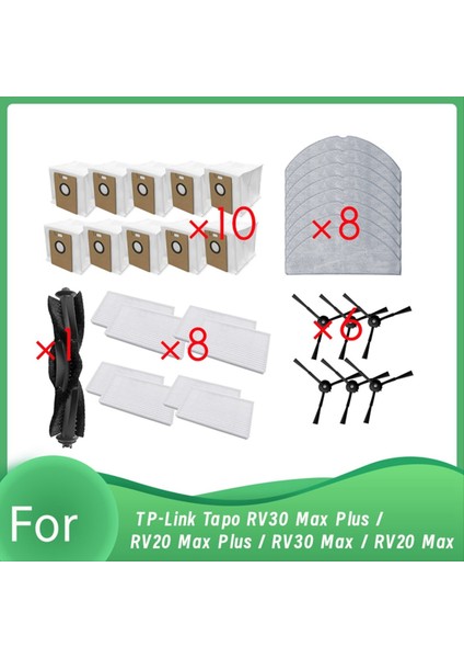 Tp-Link Tapo RV30 Max Plus / RV20 Max Plus / RV30 Max / RV20 Max Robot Süpürge Ana Yan Fırça Paspas Filtre Toz Torbaları Için (Yurt Dışından)