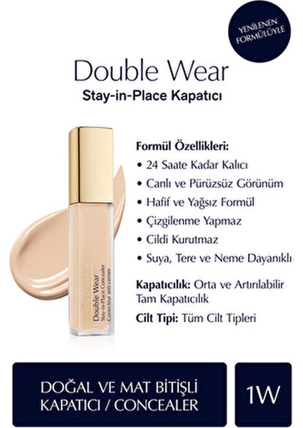 Double Wear Stay In Place Kapatıcı 1W 24 Saat Kalıcılık ve Yağ Kontrolü fiyatları