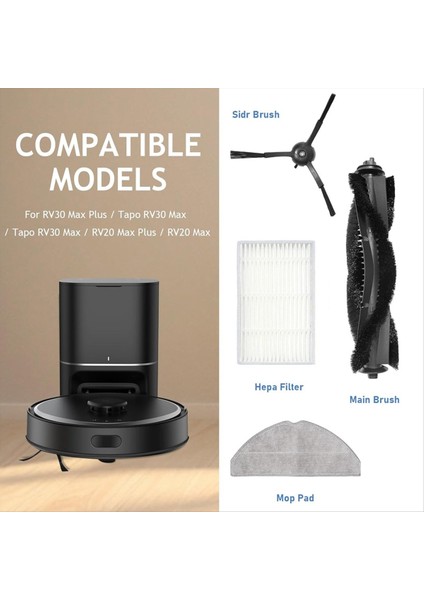 Tapo RV30 Max Plus/tapo RV30 Max/tapo RV30 Max /RV20 Max PLUS/RV20 Max Elektrikli Süpürge Aksesuarları Için Yedek Parça (Yurt Dışından) fiyatları