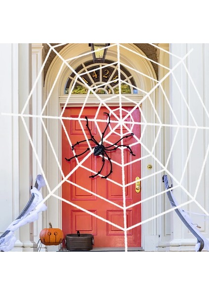 150/250CM Siyah Beyaz Cadılar Bayramı Örümcek Web Dev Pamuklu Stranty Cobbweb Cadılar Bayramı Partisi Ev Dekoru Perili Ev Korku Propcolor: BEYAZ-150CM (Yurt Dışından)