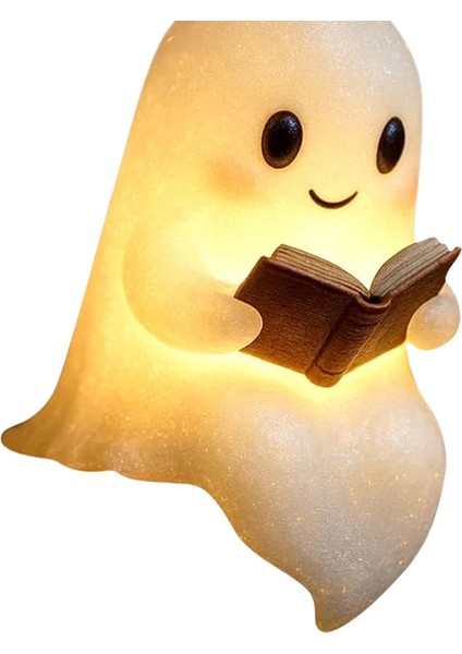 1/2pcs Sevimli Hayalet Okuma Kitap Lambası Reçinesi Cadılar Bayramı Hayalet Gece Işık Masaüstü Dekor Süsleri Yatak Odası Için Cadılar Bayramı Parti Hediyesi: 2pcs Küçük (Yurt Dışından)