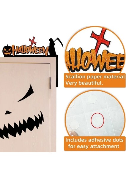 Cadılar Bayramı Kapı Çerçevesi Dekorasyonu, Yarasalar, Balkabağı, Örümcek Ağları, Kapı ve Pencere Köşesi Çıkartmaları, Cadılar Bayramı Ev Dekorasyonu Renk: Stil 4 (Yurt Dışından)