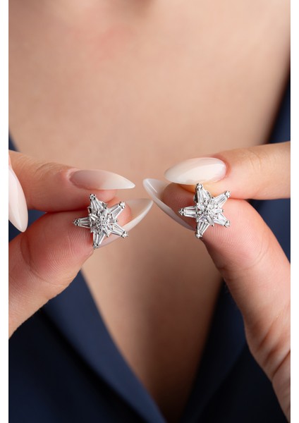 925 Ayar Gümüş Baget Yıldız Küpe fiyatları