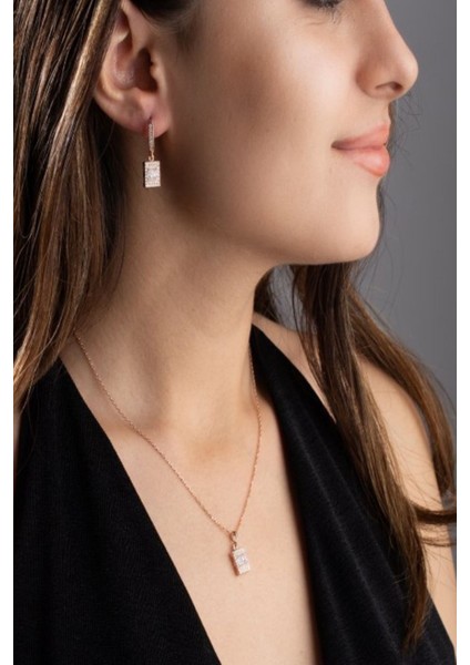 925 Ayar Gümüş Pırlanta Modeli Kolye-Küpe Takı Seti modelleri