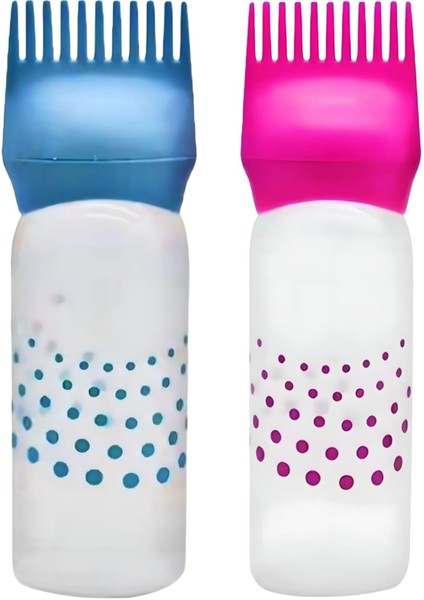 Mta High-Tech 2 Adet Saç Boyama Şişesi – Tarak Uçlu Uygulama Aparatı, Kademeli Renkli Plastik Sıkmalı Şişe Aplikatör Fırçası Saç Boyası Ev Salon Için 170 ml Pembe - Mavi modelleri
