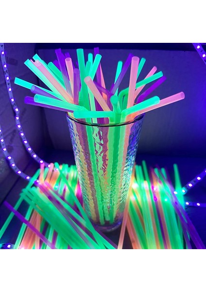 100PCS/SET Karanlık Esnek Içme Pipetlerinde Parıltı Neon Parti Floresan Çılgın Düğün Doğum Günü Supplescolor: 1set 100PCS (Yurt Dışından)