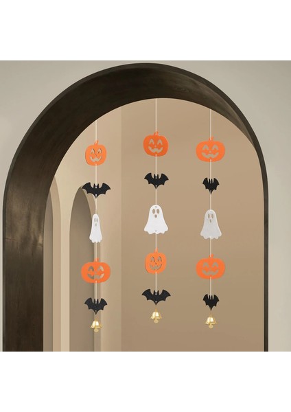 Cadılar Bayramı Hayalet Yarasa Kafatası Çan Kolyesi Kapı Arka Plan Duvar Partisi Dekorasyon Kolye Flagcolor: Floresan Sarı (Yurt Dışından)