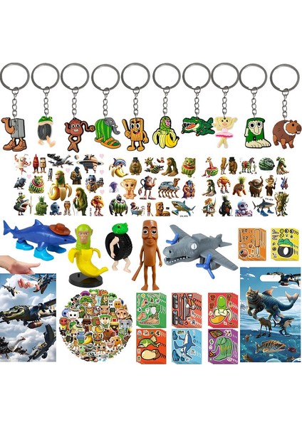 Tralalero Tralala Beyin Oranı Hediyesi Bomdıman Bomdıman Bombası Crocodilo Shimpanzini Anahtarlık Dövme Çıkartması Çocuklar Doğum Günü Süsleri Color: Hediye Çantaları 10 Adet (Yurt Dışından)