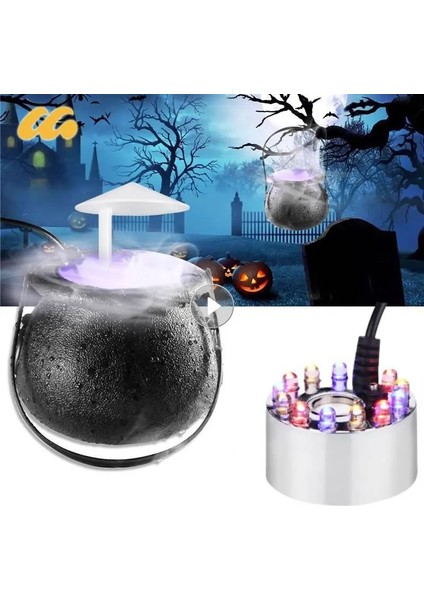 Cadılar Bayramı Cadı Pot Kazançası 12 Renk Değiştiren Parti Prop Prop Renk Tatil Parti Değer Değişim Mıs Maker Siste Machınecolor: Ingiltere 12LED Metal 20MM (Yurt Dışından)