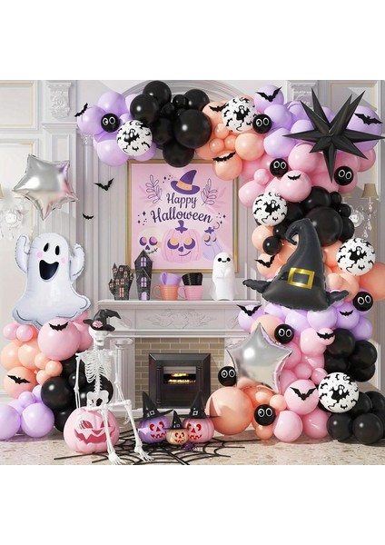 113PCS Cadılar Bayramı Balon Kemeri Cadılar Bayramı Partisi Doğum Günü Partisi Ev Dekorasyonu ve Iç ve Açık Tema Partisi Partisi: Multi/ballon Boyutu: Diğer (Yurt Dışından)