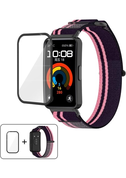 Huawei Band 10/10 Nfc Için Filmli Naylon Saat Kayışı (Yurt Dışından)