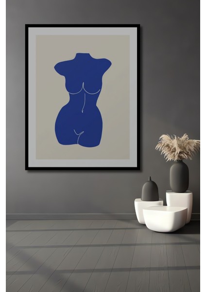 Dekoratif Ahşap Dikdörtgen Tablo Mavi Beden Çerçeve Görünümlü