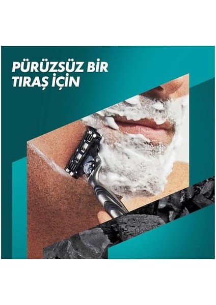 Gillette Mach3 Charcoal Tıraş Makinesi + 5 Adet Yedek Tıraş Bıçağı + Premium Stand Hediyeli Peket