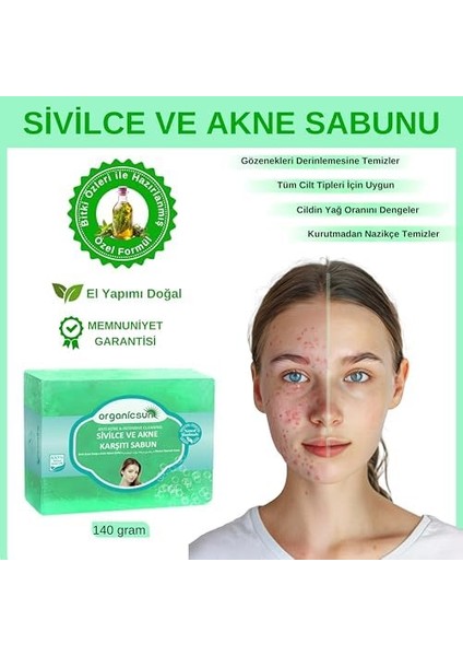 Organicsun Doğal Akne ve Sivilce Karşıtı Sabun 140 gr Tüm Cilt Tipleri Için Natural Sabun fiyatları