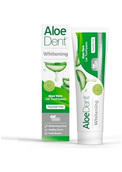 Aloe Dent Whitening, Ekstra Beyazlatıcı Diş Macunu, Florürsüz, 100 ml