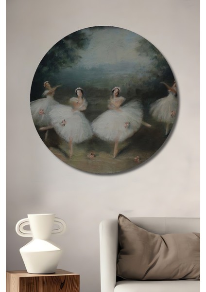 Dekoratif Ahşap Yuvarlak Tablo Balerinler Ormanda